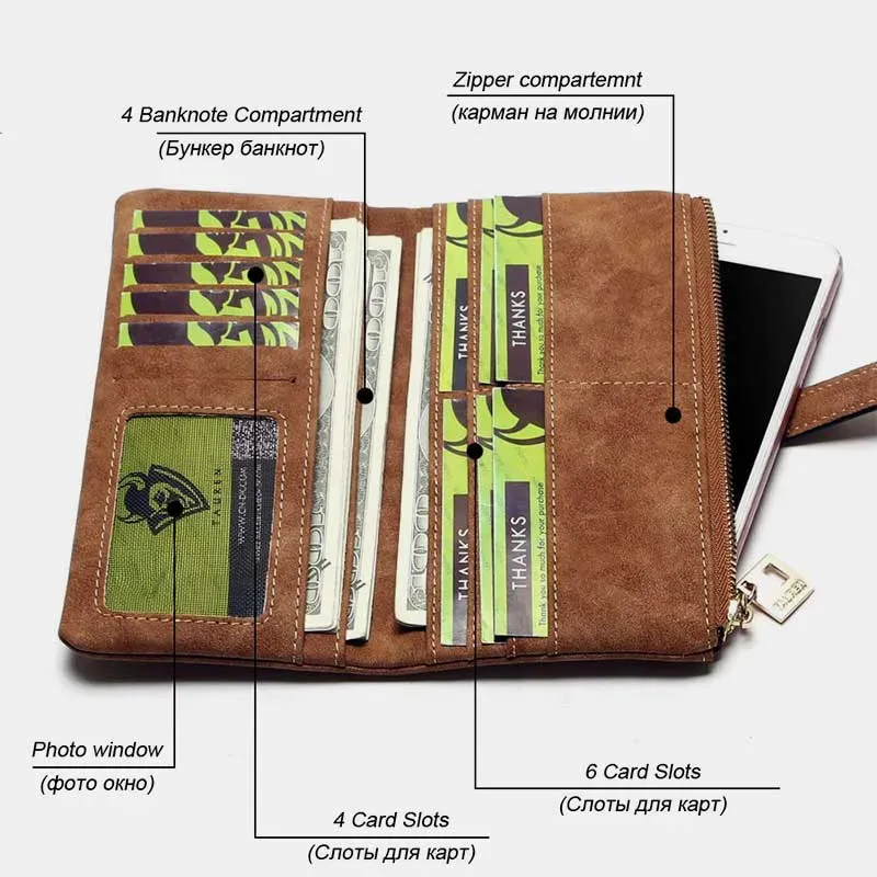 【product-image-alt】-【GROUP A】Lightweight Vintage LargeCapacity Long Wallet-Handmade leather bags,Wallet